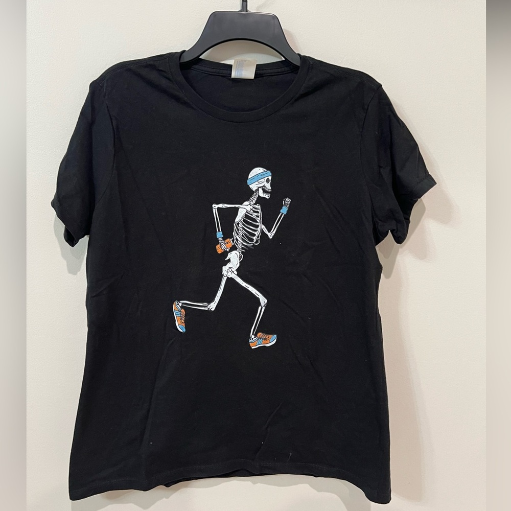 Port & Company Running Skeleton Graphic Tee Black Size Large
